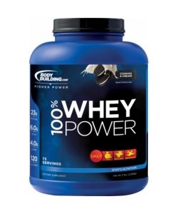 100% Whey Power, 1800 г, Bodybuilding.com. Комплекс сывороточных протеинов. 