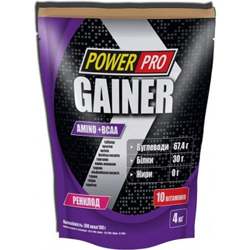 Power Pro Gainer 4 кг Шоколад,  мл, Power Pro. Гейнер. Набор массы Энергия и выносливость Восстановление 