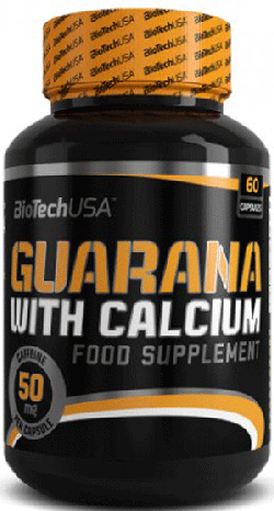 Guarana with Calcium, 60 piezas, BioTech. Guarana. Weight Loss Energy & Endurance Appetite reducing Strength enhancement 
