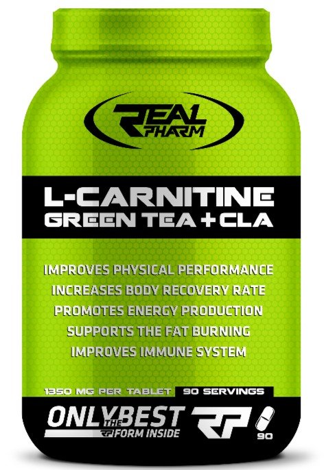 Жиросжигатель Real Pharm L-Carnitine Green Tea + CLA, 90 таблеток,  мл, Real Pharm. Жиросжигатель. Снижение веса Сжигание жира 