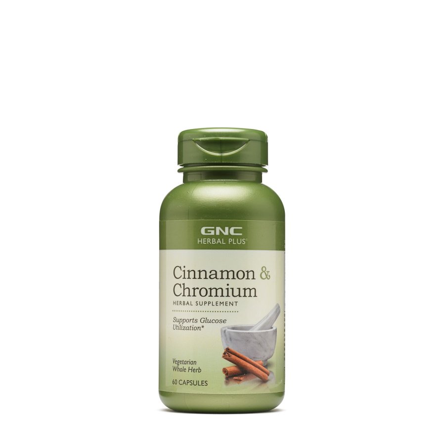 GNC Натуральная добавка GNC Herbal Plus Cinnamon &amp; Chromium, 60 капсул, , 