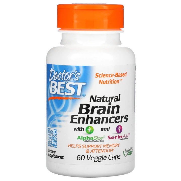 Витамины и минералы Doctor's Best Natural Brain Enhancers with AlphaSize &amp; SerinAid, 60 вегакапсул,  мл, Doctor's BEST. Витамины и минералы. Поддержание здоровья Укрепление иммунитета 