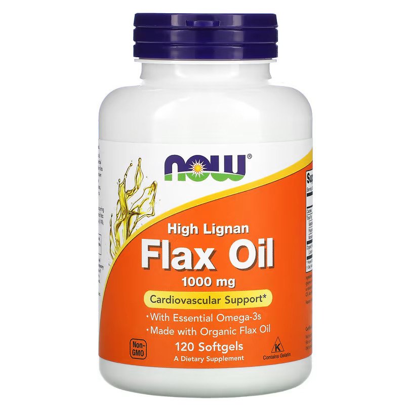 Натуральная добавка NOW Flax Oil 1000 mg High Lignan, 120 капсул,  мл, Now. Hатуральные продукты. Поддержание здоровья 