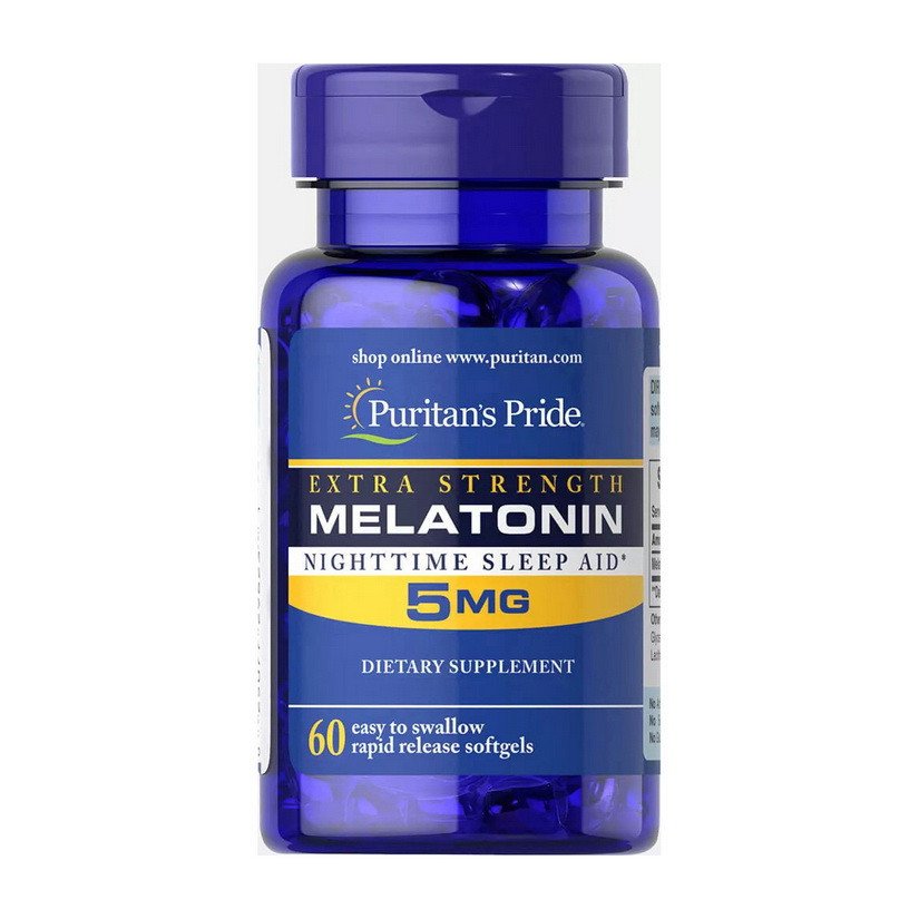 Мелатонин Puritan's Pride Melatonin 5 mg (60 tabs) пуританс прайд,  мл, Puritan's Pride. Мелатонин. Улучшение сна Восстановление Укрепление иммунитета Поддержание здоровья 