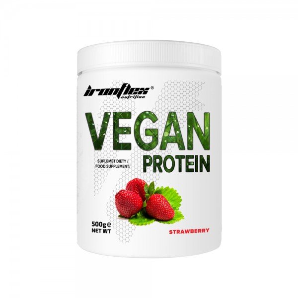 Протеин IronFlex Vegan Protein, 500 грамм Клубника,  мл, IronFlex. Протеин. Набор массы Восстановление Антикатаболические свойства 