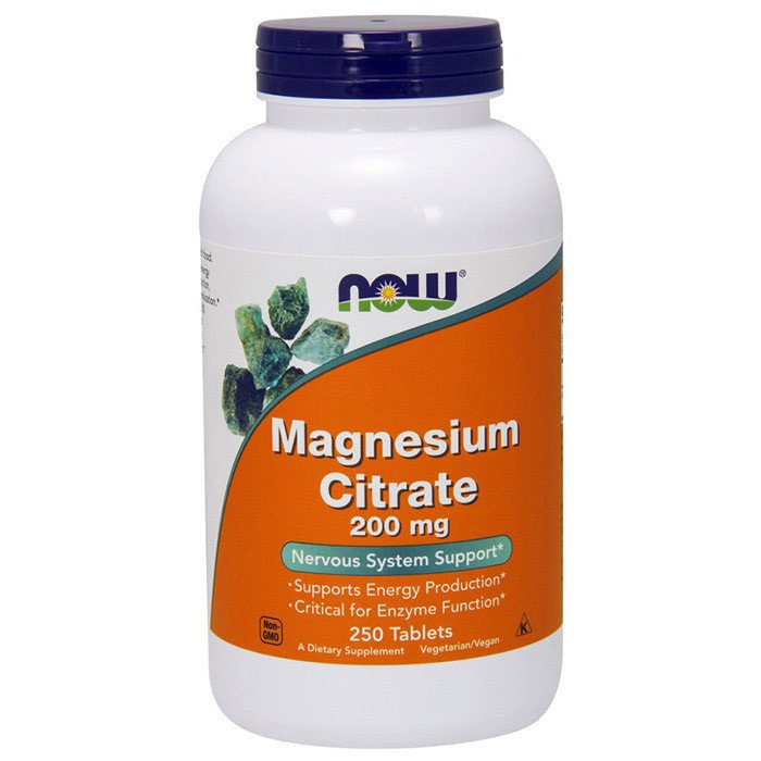 Магний цитрат Now Foods Magnesium Citrate 200 mg (250 таб) нау фудс,  мл, Now. Магний Mg. Поддержание здоровья Снижение холестерина Предотвращение утомляемости 
