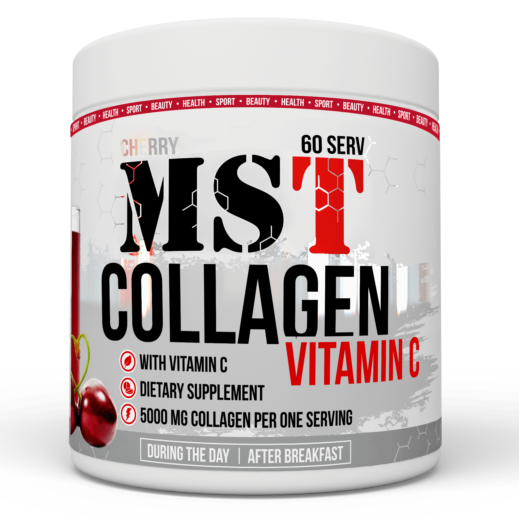 Collagen + Vitamin C, 390 г, MST Nutrition. Коллаген. Поддержание здоровья Укрепление суставов и связок Здоровье кожи 