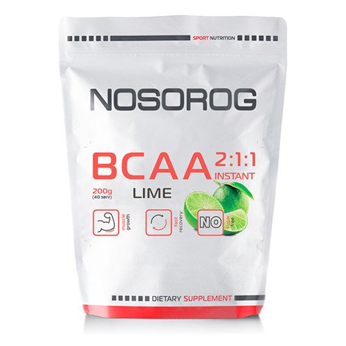 БЦАА Nosorog BCAA 2:1:1 (200 г) носорог лайм,  мл, Nosorog. BCAA. Снижение веса Восстановление Антикатаболические свойства Сухая мышечная масса 