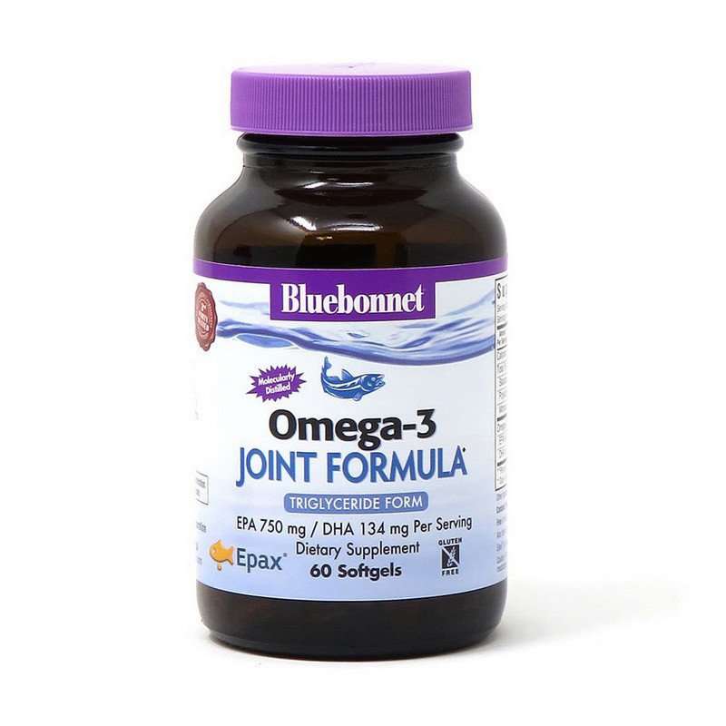Омега 3 Bluebonnet Nutrition Omega-3 Joint Formula 60 капсул,  мл, Bluebonnet Nutrition. Омега 3 (Рыбий жир). Поддержание здоровья Укрепление суставов и связок Здоровье кожи Профилактика ССЗ Противовоспалительные свойства 