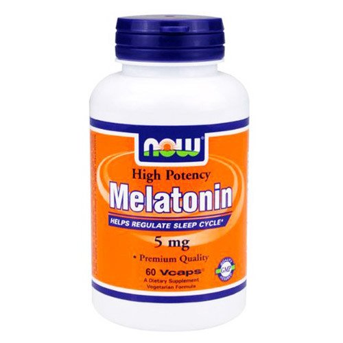 NOW Melatonin 5 мг - 60 веган кап,  мл, Now. Аминокислоты. 