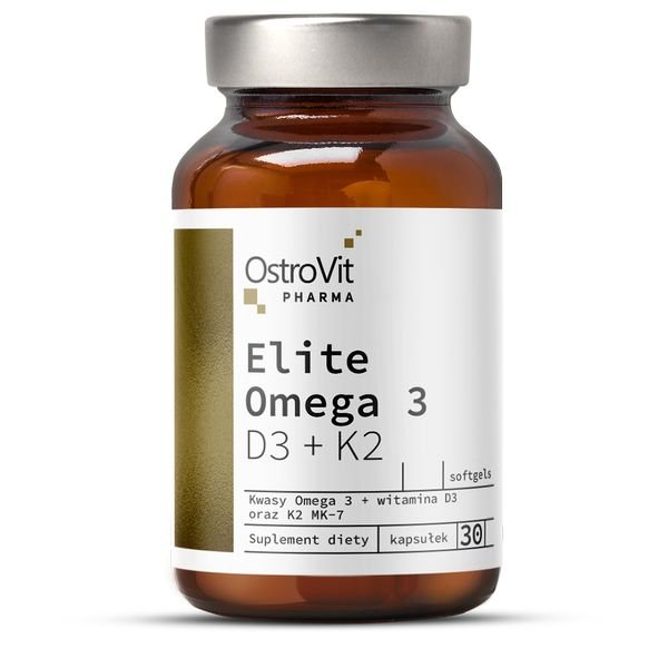 OstroVit Жирные кислоты OstroVit Pharma Elite Omega 3 D3+K2, 30 капсул, , 