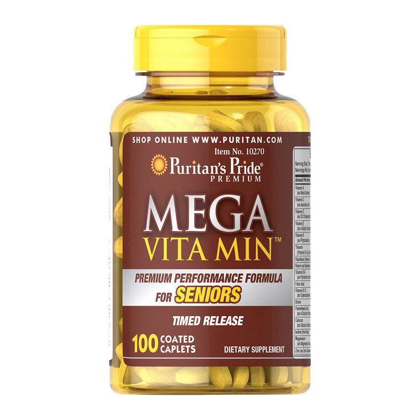 Комплекс витаминов Puritan's Pride Mega Vita Min for Senior (100 капс) пуританс прайд,  мл, Puritan's Pride. Витаминно-минеральный комплекс. Поддержание здоровья Укрепление иммунитета 