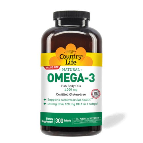 Country Life Жирные кислоты Country Life Natural Omega-3 1000 mg, 300 капсул, , 