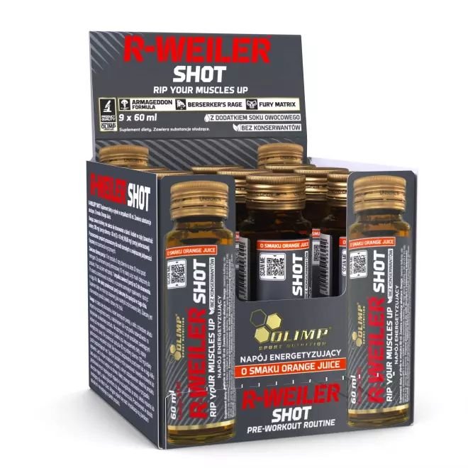 Olimp Labs Предтренировочный комплекс Olimp R-Weiler Shot, 9*60 мл Апельсин, , 