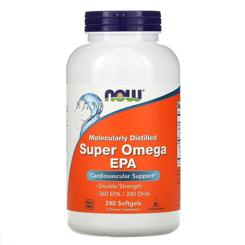 Жирні кислоти NOW Foods Super Omega EPA 1200 mg (360/240) Double Strength 240 Softgels,  ml, Now. Omega 3 (Fish Oil). General Health Ligament and Joint strengthening Skin health CVD Prevention Anti-inflammatory properties 