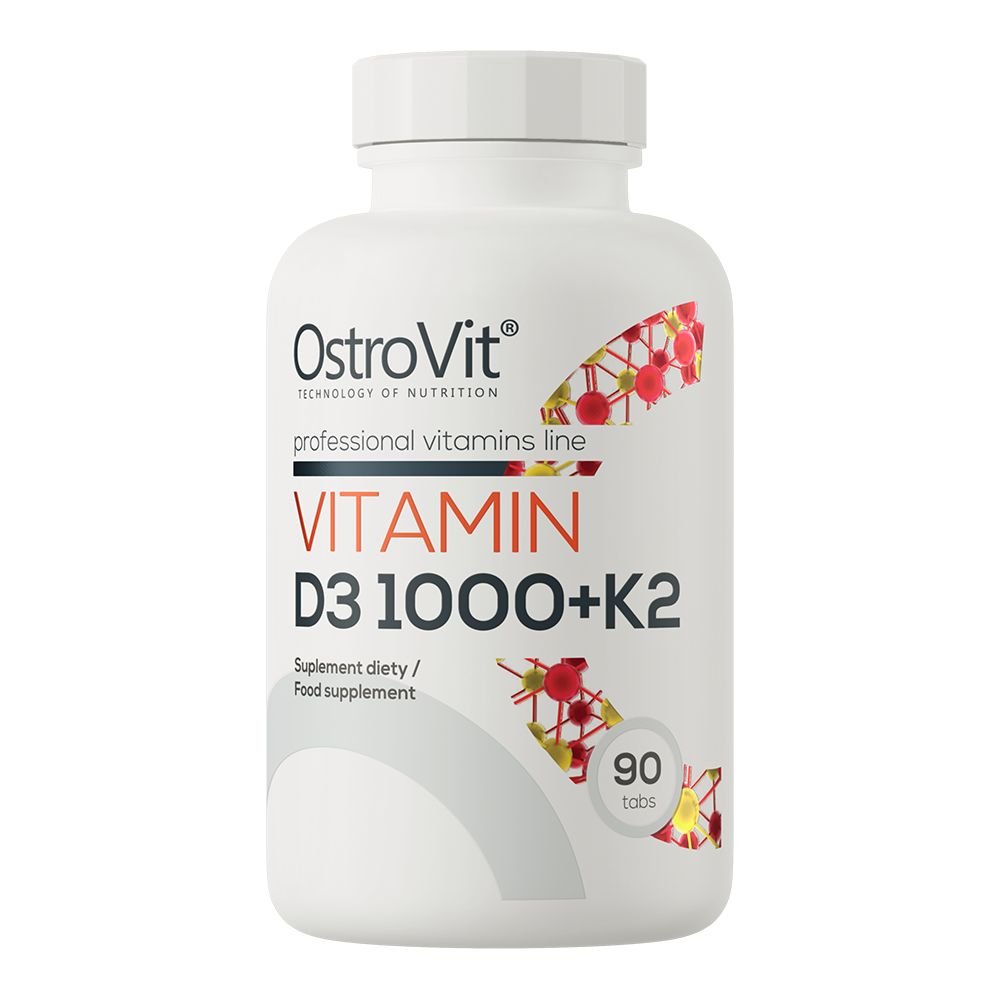 Витамины и минералы OstroVit Vitamin D3 1000 + K2, 90 таблеток,  мл, OstroVit. Витамины и минералы. Поддержание здоровья Укрепление иммунитета 