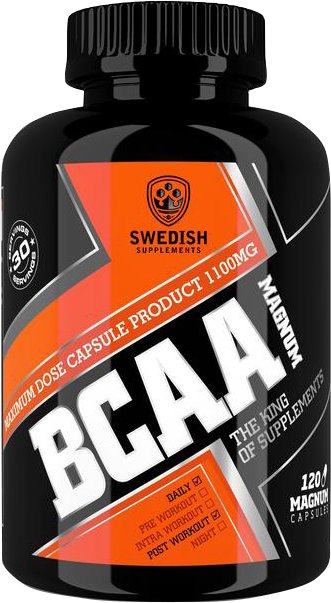 BCAA Magnum, 120 piezas, Swedish Supplements. BCAA. Weight Loss recuperación Anti-catabolic properties Lean muscle mass 