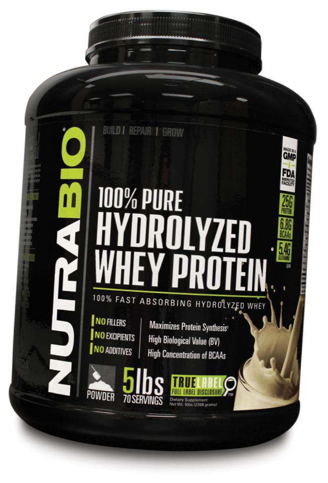 Hydrolyzed Whey Protein, 2270 г, NutraBio. Сывороточный гидролизат. Сухая мышечная масса Снижение веса Восстановление Антикатаболические свойства 