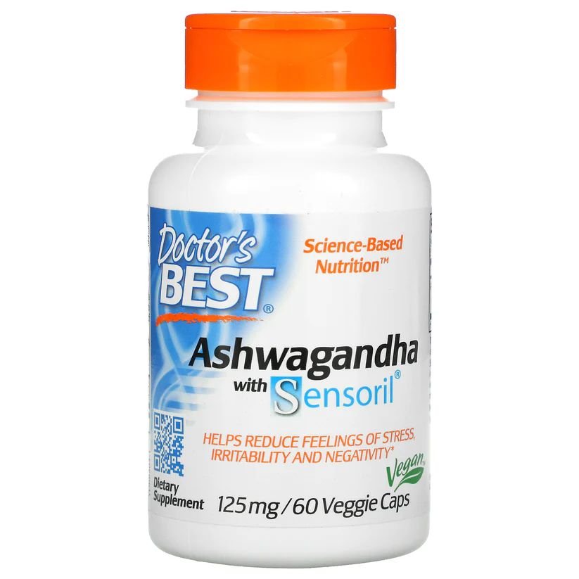 Натуральная добавка Doctor's Best Ashwagandha 125 mg, 60 вегакапсул,  мл, Doctor's BEST. Hатуральные продукты. Поддержание здоровья 
