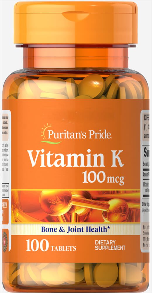Vitamin K 100 mcg - 100 таб,  мл, Puritan's Pride. Витамин K. Поддержание здоровья 