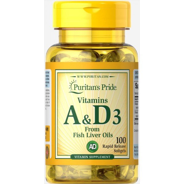 Vitamins A & D 5000/400 IU100 Softgels,  мл, Puritan's Pride. Витамины и минералы. Поддержание здоровья Укрепление иммунитета 