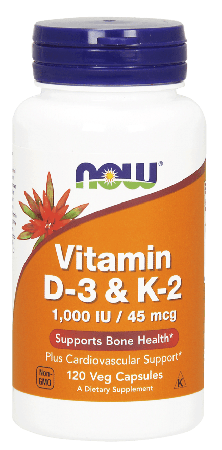 Вітамін NOW Foods Vitamin D-3 & K-2 1,000 IU / 45 mcg 120 Caps,  ml, Now. Vitamin D. 