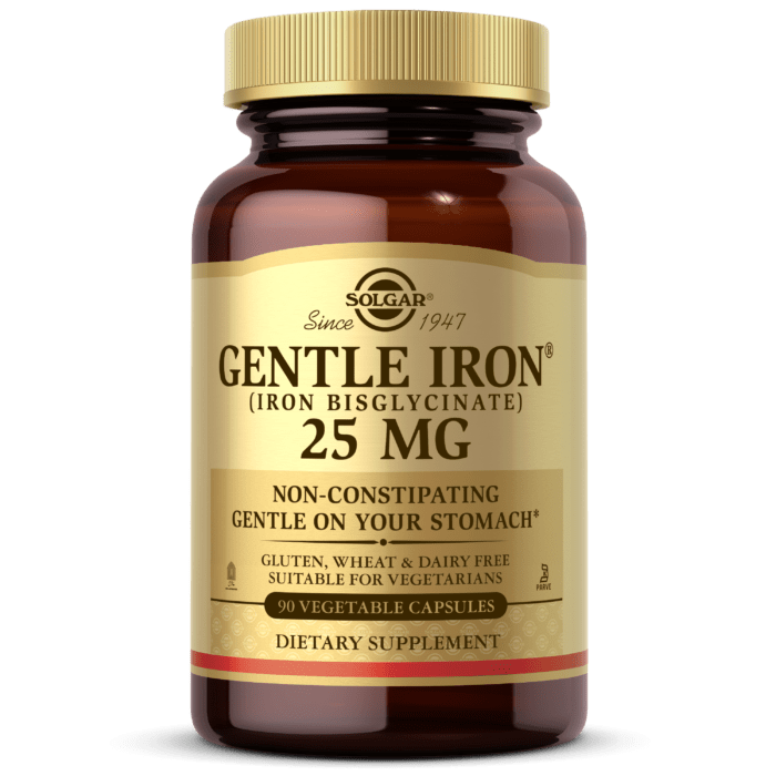 Хелатное железо, Gentle Iron, Solgar, 25 мг, 90 капсул,  мл, Solgar. Железо. Поддержание здоровья 