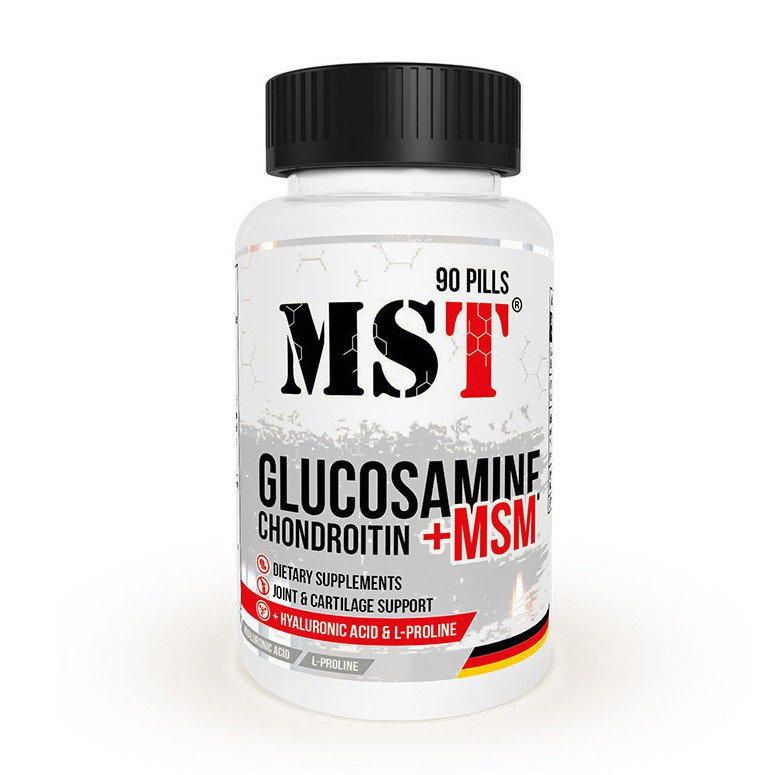 MST Nutrition Глюкозамин хондроитин МСМ MST Glucosamine Chondroitin + MSM + hyaluronic acid 90 таблеток, , 