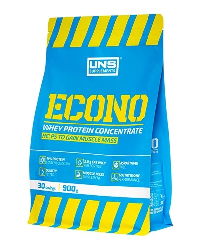 Econo, 900 g, UNS. Whey Concentrate. Mass Gain recovery Anti-catabolic properties 