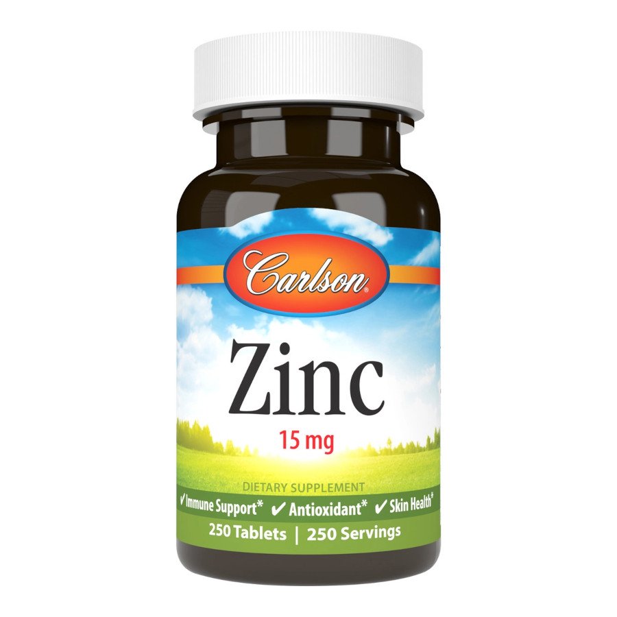 Витамины и минералы Carlson Labs Zinc 15 mg, 250 таблеток,  мл, Carlson Labs. Витамины и минералы. Поддержание здоровья Укрепление иммунитета 