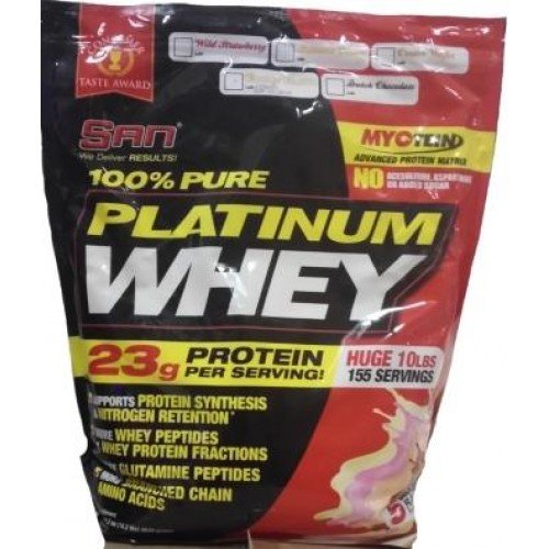 100% Pure Platinum Whey, 4634 г, San. Сывороточный протеин. Восстановление Антикатаболические свойства Сухая мышечная масса 