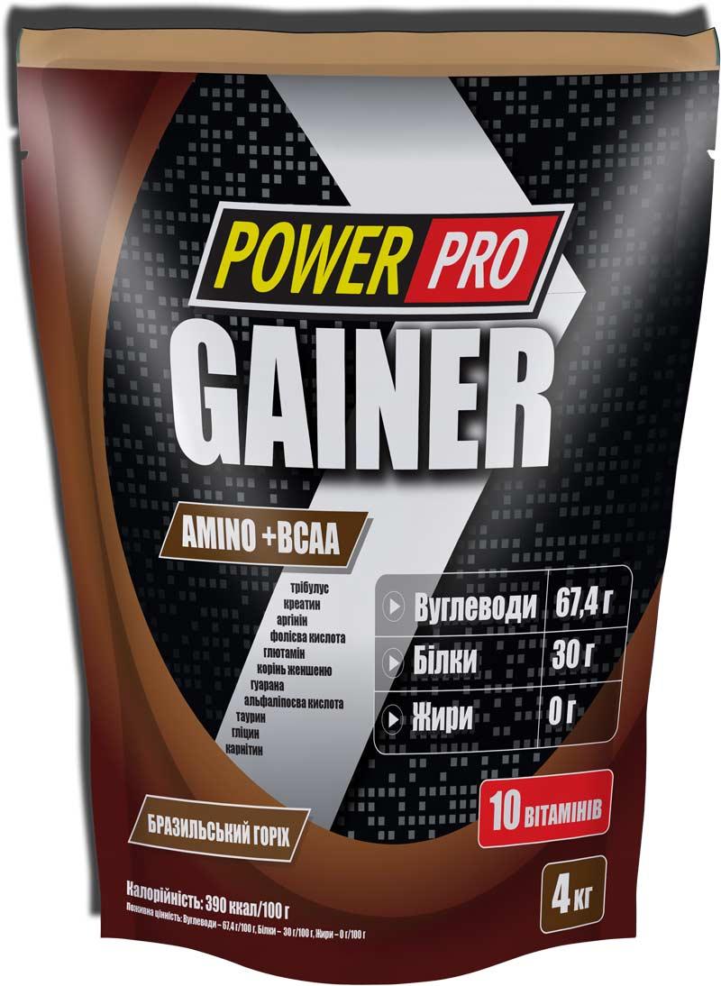 Гейнер Power Pro Gainer Amino+BCAA 4000 г Бразильський Горіх,  ml, Power Pro. Gainer. Mass Gain Energy & Endurance recovery 