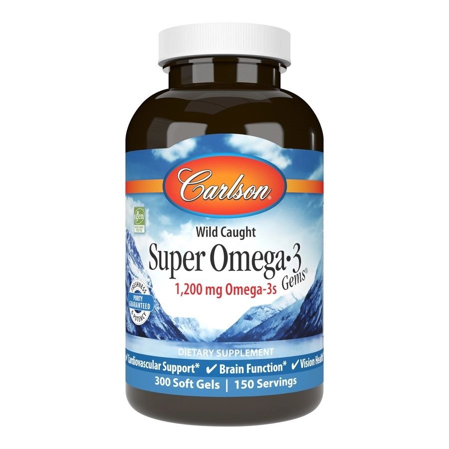 Жирные кислоты Carlson Labs Wild Caught Super Omega-3 Gems 1200 mg, 300 капсул,  мл, Carlson Labs. Жирные кислоты (Omega). Поддержание здоровья 