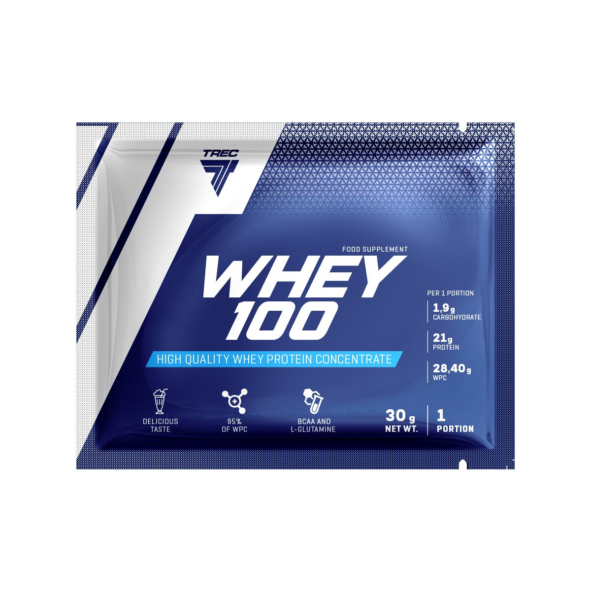 Протеин Trec Nutrition Whey 100, 30 грамм Шоколад-кокос,  мл, Trec Nutrition. Протеин. Набор массы Восстановление Антикатаболические свойства 