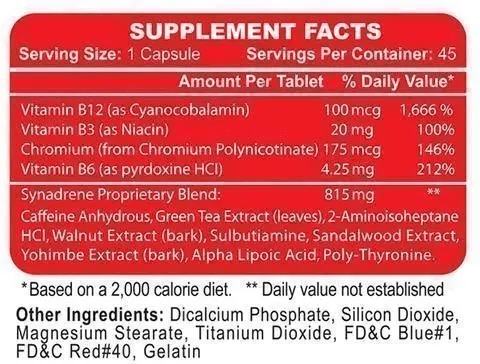 HI-TECH PHARMACEUTICALS SYNADRENE 45 шт. / 45 servings,  мл, Hi-Tech Pharmaceuticals. Fat Burner