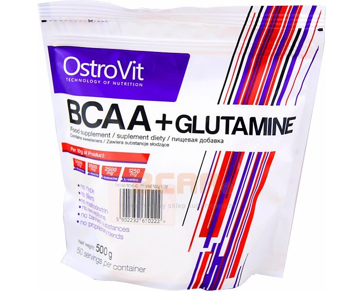 BCAA+Glutamin, 500 г, OstroVit. Аминокислотные комплексы. 