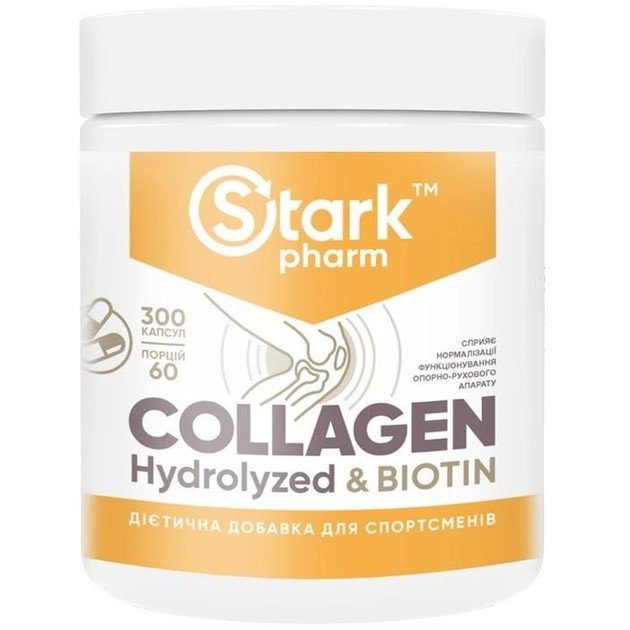 Stark Pharm Collagen Hydrolyzed & Biotin 300 капс,  мл, Stark Pharm. Коллаген. Поддержание здоровья Укрепление суставов и связок Здоровье кожи 