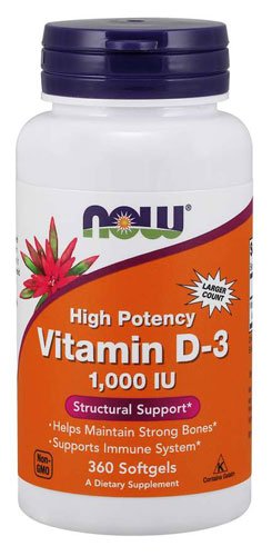 NOW Vitamin D-3 1000 IU 360 капс Без вкуса,  ml, Now. Vitamina D. 