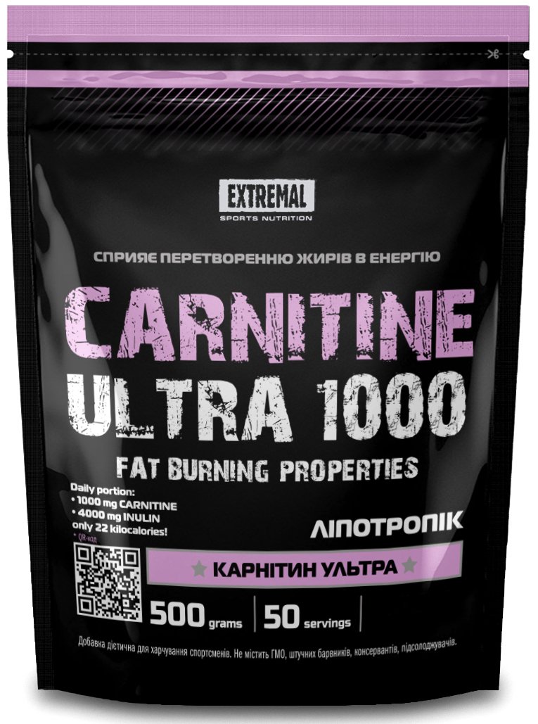 Extremal Жиросжигатель Extremal Carnitine ultra 1000 для коктейлей 0,5 кг с кислинкой, , 500 г 