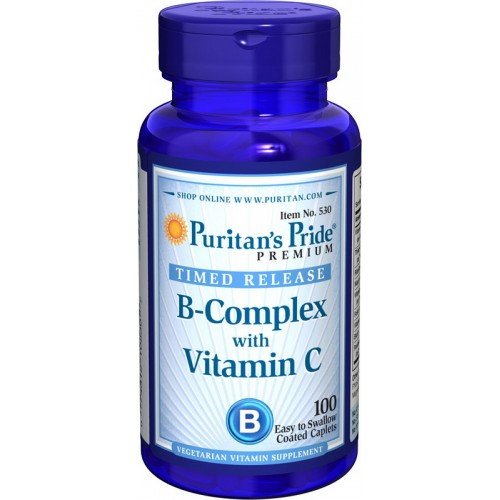 Puritan's Pride Комплекс витаминов Б Puritan's Pride Vitamin B-Complex + Vitamin C Time Release (100 таб) пуританс прайд, , 