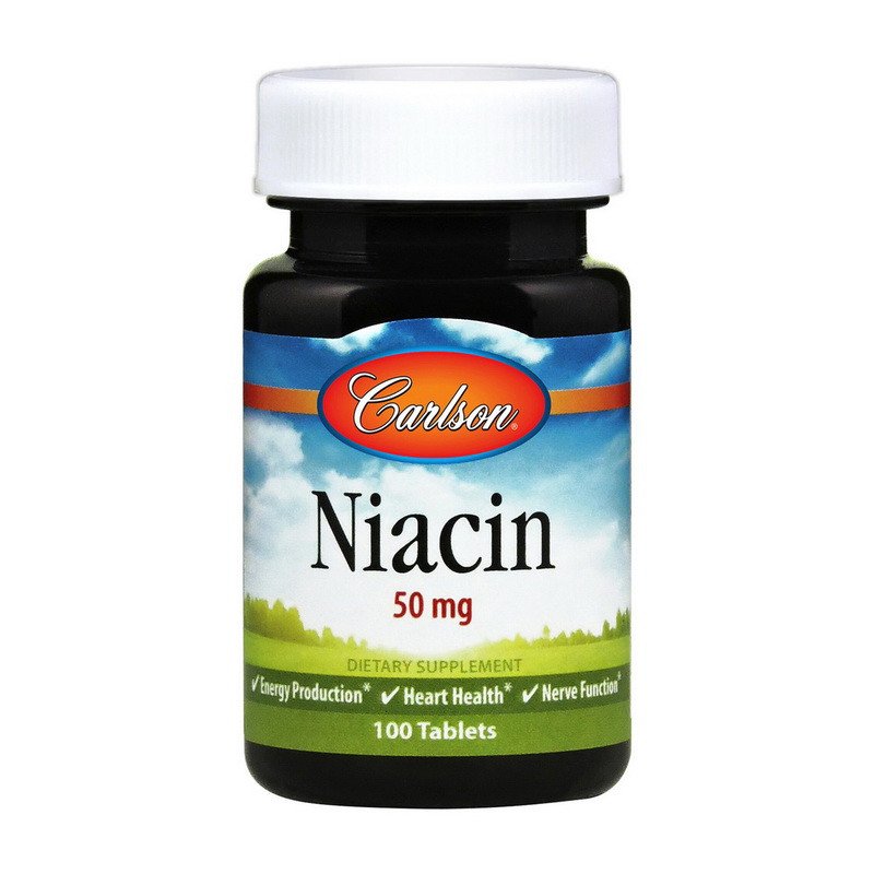 Ниацин Carlson Labs Niacin 50 mg 100 таблеток,  мл, Carlson Labs. Витамин B. Поддержание здоровья 