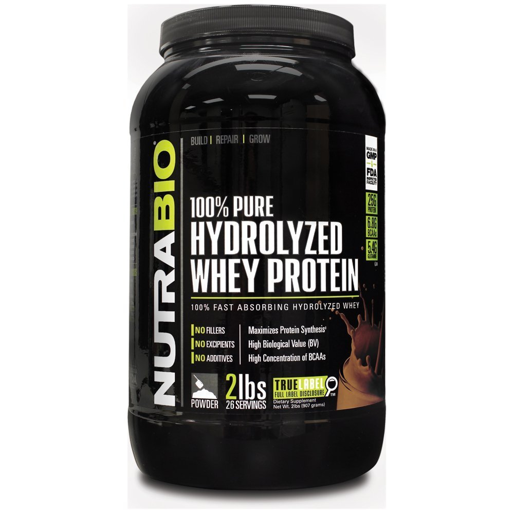 Hydrolyzed Whey Protein, 907 g, NutraBio. Whey hydrolyzate. Lean muscle mass Weight Loss recovery Anti-catabolic properties 