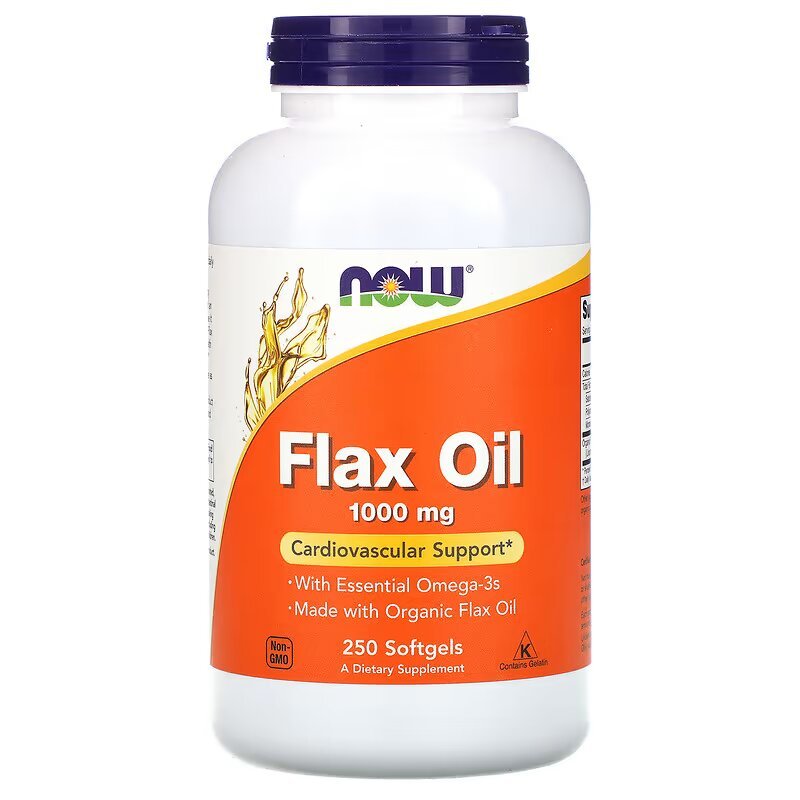Натуральная добавка NOW Flax Oil 1000 mg, 250 капсул,  мл, Now. Hатуральные продукты. Поддержание здоровья 