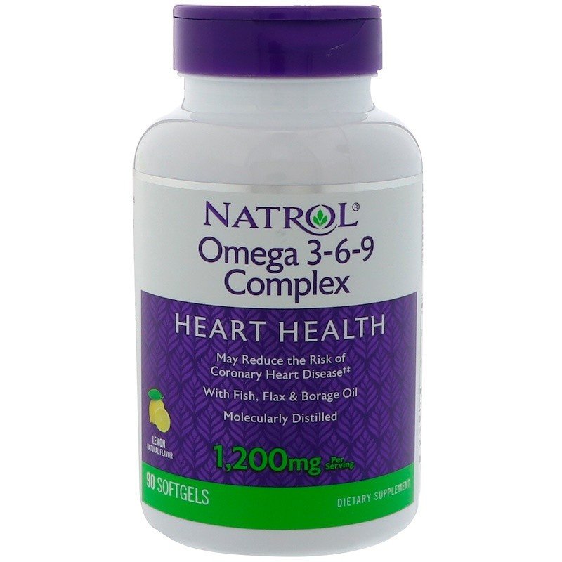 Омега 3-6-9 Natrol Omega 3-6-9 1200 мг (90 капс) натрол lemon,  мл, Natrol. Омега 3 (Рыбий жир). Поддержание здоровья Укрепление суставов и связок Здоровье кожи Профилактика ССЗ Противовоспалительные свойства 
