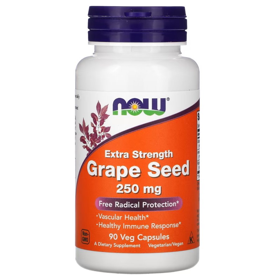 Натуральная добавка NOW Grape Seed 250 mg, 90 вегакапсул,  мл, Now. Hатуральные продукты. Поддержание здоровья 
