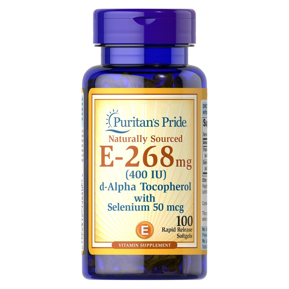 Витамины и минералы Puritan's Pride Vitamin E 400 IU (268 mg) with Selenium Naturally Sourced, 100 капсул,  ml, Puritan's Pride. Vitamins and minerals. General Health Immunity enhancement 