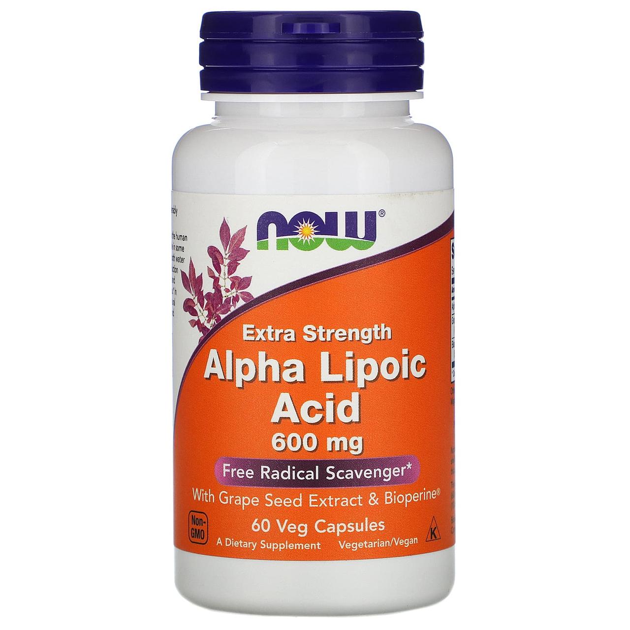 NOW Foods Alpha Lipoic Acid 600 mg 60 VCaps,  мл, Now. Спец препараты. 