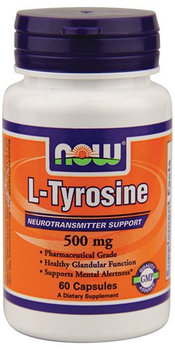 L-Tyrosine 500 mg, 60 шт, Now. L-тирозин. 