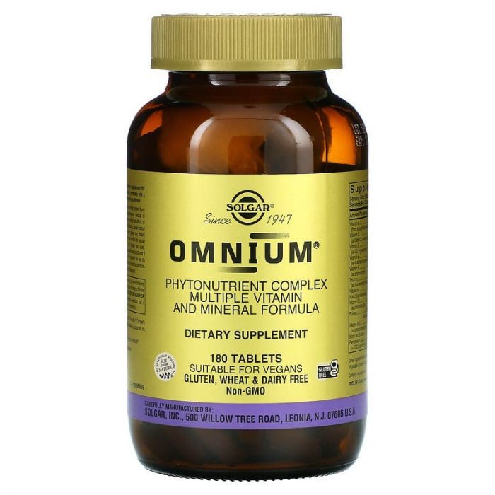 Витамины и минералы Solgar Omnium Phytonutrient Complex Multiple Vitamin and Mineral Formula, 180 таблеток,  мл, Solgar. Витамины и минералы. Поддержание здоровья Укрепление иммунитета 