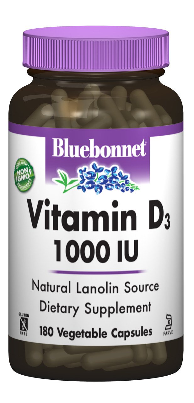 Bluebonnet Nutrition Витамин D3 1000IU, Bluebonnet Nutrition, 180 гелевых капсул, , 